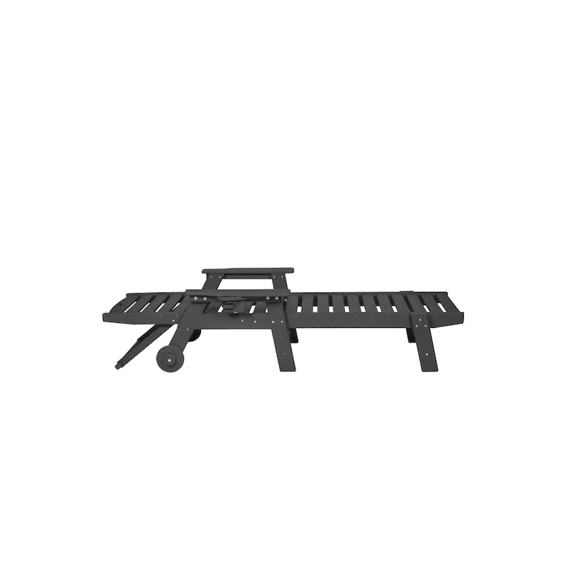 Set di 3 Chaise Longue Oversize, Chaise Longue da Esterno per Tutte le Stagioni con 5 Posizioni, Ruote e Portabicchieri