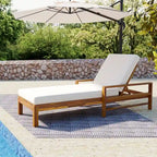 Roomfitters Acacia Wood Adjustable Backrest Outdoor Lounge Chair for Gardens, Terraces, Poolside Areas