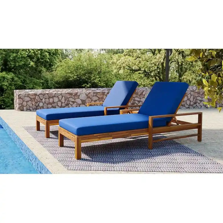 Sdraio da esterno Roomfitters in legno di acacia con schienale regolabile per giardini, terrazze, aree a bordo piscina