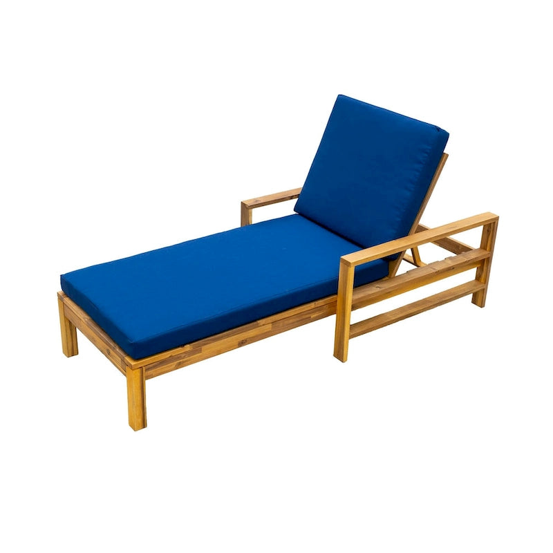 Sdraio da esterno Roomfitters in legno di acacia con schienale regolabile per giardini, terrazze, aree a bordo piscina
