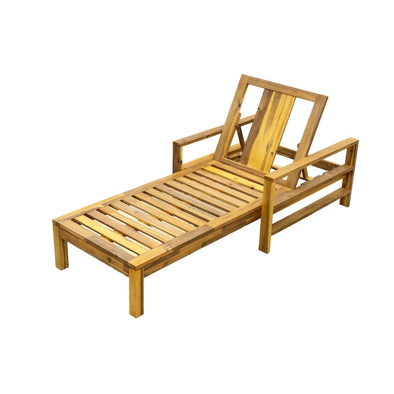 Sdraio da esterno Roomfitters in legno di acacia con schienale regolabile per giardini, terrazze, aree a bordo piscina