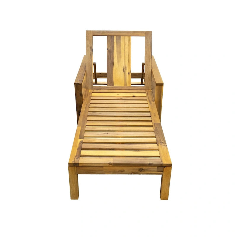 Sdraio da esterno Roomfitters in legno di acacia con schienale regolabile per giardini, terrazze, aree a bordo piscina