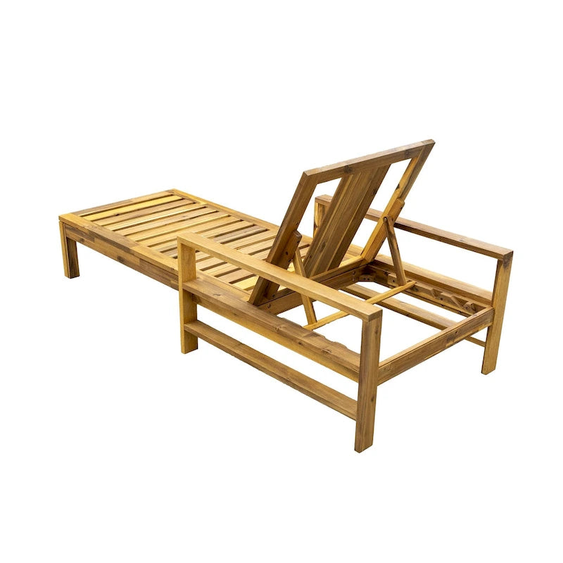 Sdraio da esterno Roomfitters in legno di acacia con schienale regolabile per giardini, terrazze, aree a bordo piscina