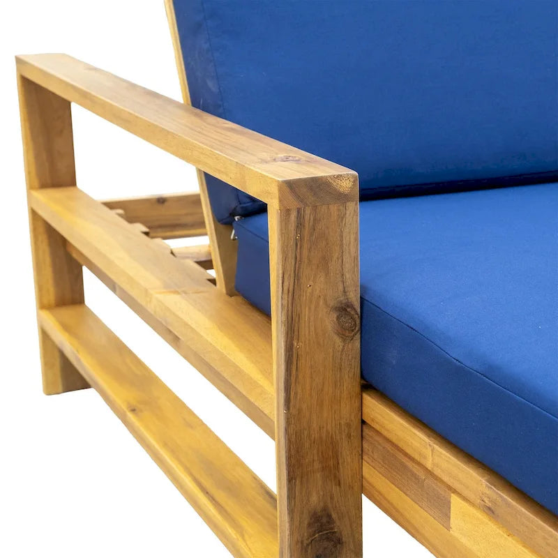 Sdraio da esterno Roomfitters in legno di acacia con schienale regolabile per giardini, terrazze, aree a bordo piscina
