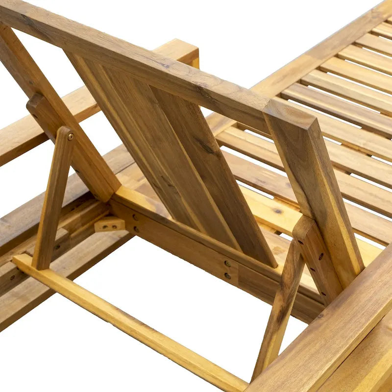 Sdraio da esterno Roomfitters in legno di acacia con schienale regolabile per giardini, terrazze, aree a bordo piscina