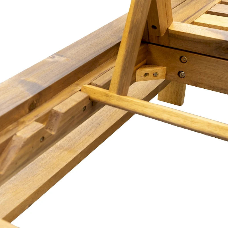 Sdraio da esterno Roomfitters in legno di acacia con schienale regolabile per giardini, terrazze, aree a bordo piscina