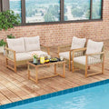 Set di mobili da giardino Costway 4 pezzi con cuscini e struttura in legno di acacia - Vedi dettagli