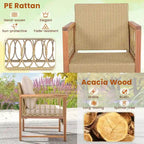 Set di mobili da giardino Costway 4 pezzi con cuscini e struttura in legno di acacia - Vedi dettagli