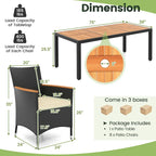Ensemble de salle à manger d'extérieur Costway 9 pièces avec plateau de table en bois d'acacia, parasol - Voir détails