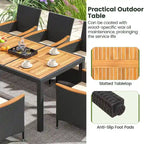 Ensemble de salle à manger d'extérieur Costway 9 pièces avec plateau de table en bois d'acacia, parasol - Voir détails