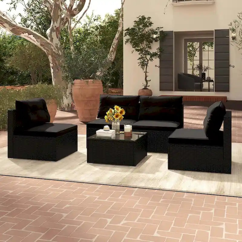 Ensemble de mobilier d'extérieur 5 pièces Costway avec coussins d'assise et de dossier - Voir détails