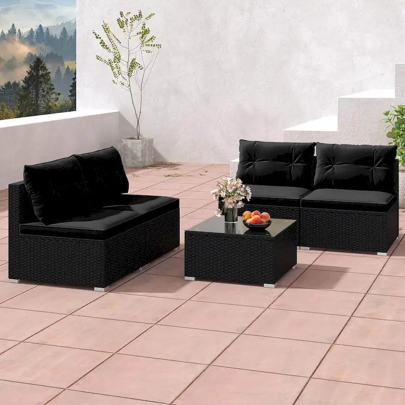 Ensemble de mobilier d'extérieur 5 pièces Costway avec coussins d'assise et de dossier - Voir détails
