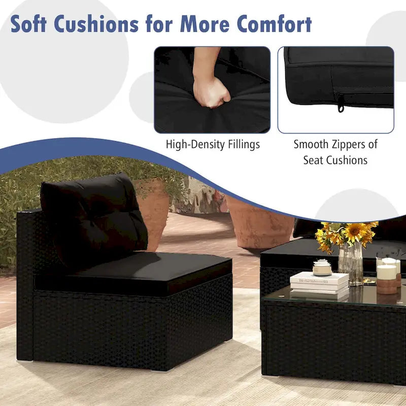 Ensemble de mobilier d'extérieur 5 pièces Costway avec coussins d'assise et de dossier - Voir détails