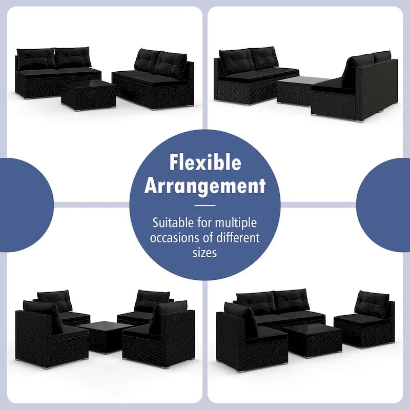 Ensemble de mobilier d'extérieur 5 pièces Costway avec coussins d'assise et de dossier - Voir détails