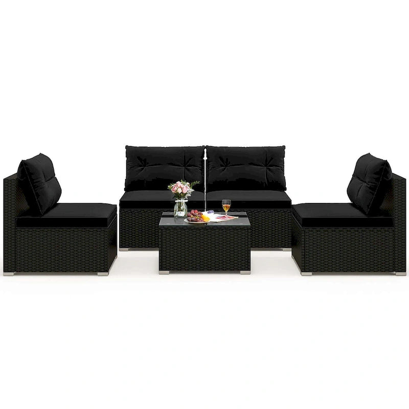 Ensemble de mobilier d'extérieur 5 pièces Costway avec coussins d'assise et de dossier - Voir détails