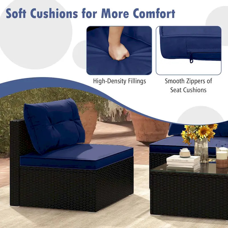 Ensemble de mobilier d'extérieur 5 pièces Costway avec coussins d'assise et de dossier - Voir détails
