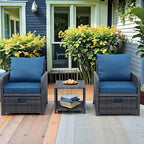 Ensemble de 5 chaises de patio en osier avec repose-pieds et table basse