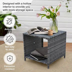 Ensemble de 5 chaises de patio en osier avec repose-pieds et table basse