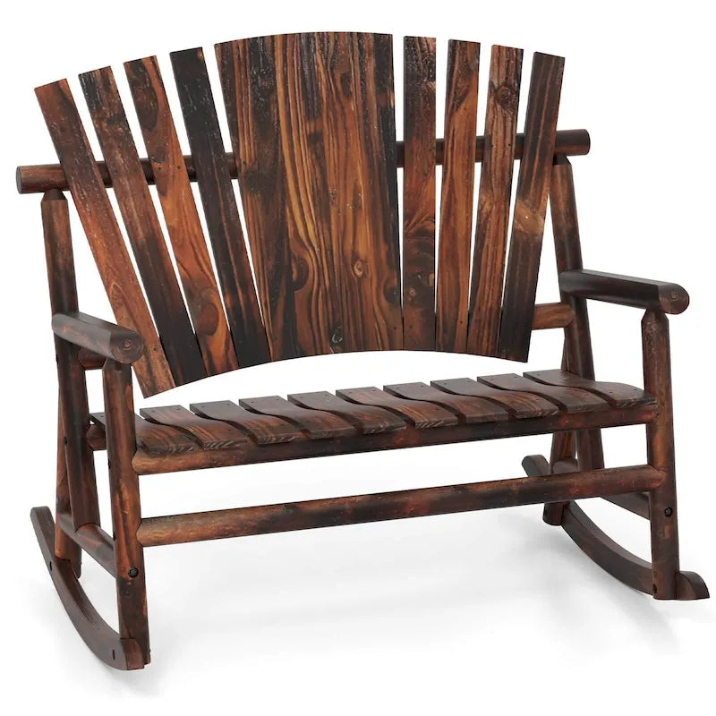 Costway Fauteuil à bascule Adirondack 2 places d'extérieur avec dossier haut et - Voir détails