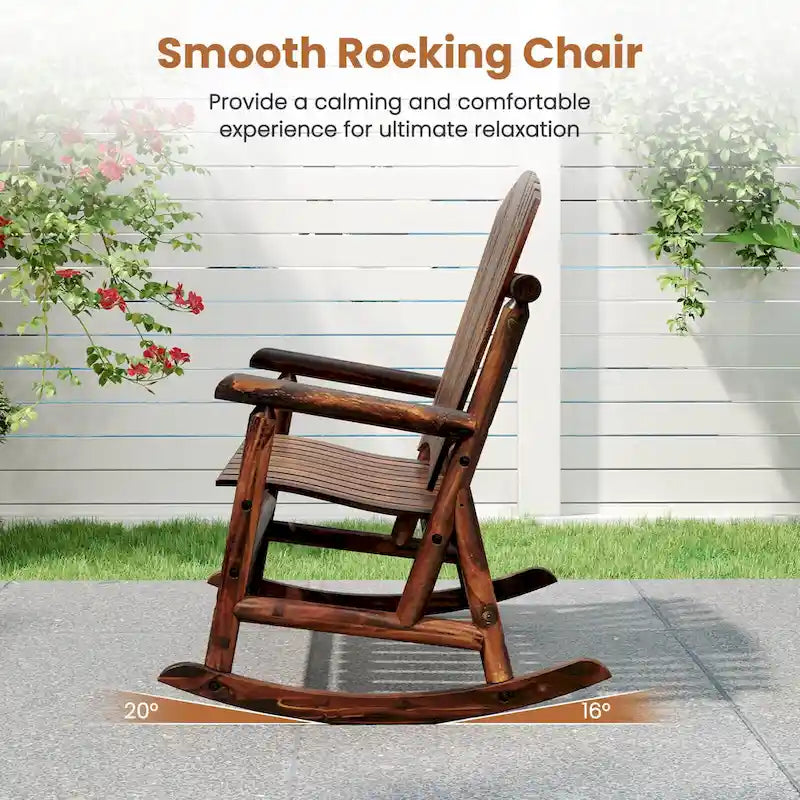 Costway Fauteuil à bascule Adirondack 2 places d'extérieur avec dossier haut et - Voir détails
