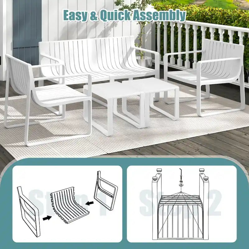 Costway Sedie da Giardino Set da 2/4 in Plastica Resistente alle Intemperie per Esterni