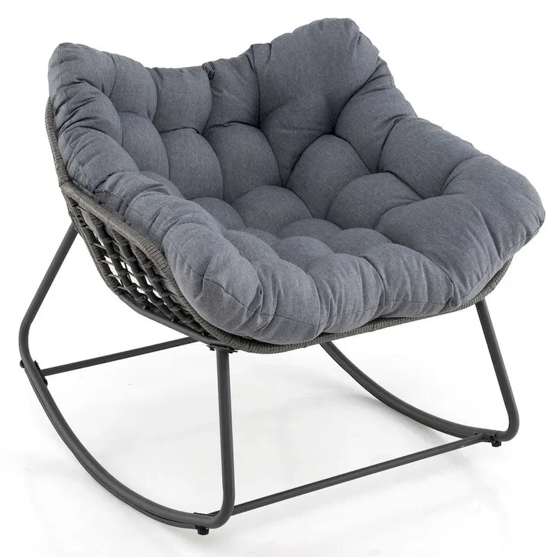 Costway 1/2 PCS Outdoor Rocking Chair Oversized Patio PE Wicker Egg