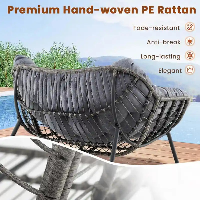 Costway 1/2 Pezzi Sedia a Dondolo da Esterno, Sedia a Dondolo da Giardino in Rattan PE, a Uovo, Dimensioni Extra Grandi