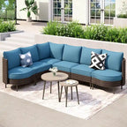 MAISON ARTS 8-Piece Outdoor Sectional Sofa Set Wicker Conversation Set with Thick Cushion and 2 Round Table