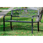 Garden Bench Black Scroll Backrest 50 Inch Long