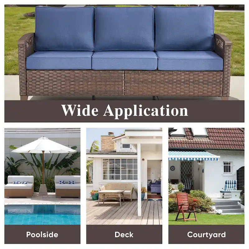 Ensemble de meubles de patio Pocassy : canapé, chaise, ottoman et table