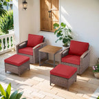 Ensemble de meubles de patio Pocassy : canapé, chaise, ottoman et table
