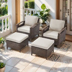 Ensemble de meubles de patio Pocassy : canapé, chaise, ottoman et table