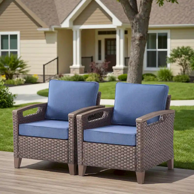 Ensemble de meubles de patio Pocassy : canapé, chaise, ottoman et table
