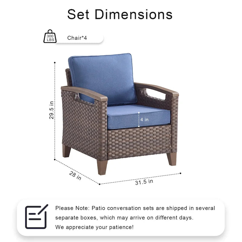 Ensemble de meubles de patio Pocassy : canapé, chaise, ottoman et table