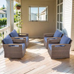 Ensemble de meubles de patio Pocassy : canapé, chaise, ottoman et table
