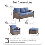 Ensemble de meubles de patio Pocassy : canapé, chaise, ottoman et table