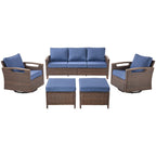 Ensemble de meubles de patio Pocassy : canapé, chaise, ottoman et table
