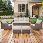 Ensemble de meubles de patio Pocassy : canapé, chaise, ottoman et table