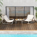 Ensemble de chaises longues 3 pièces, réglable avec roulettes et tables pour piscine, terrasse