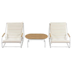Ensemble de chaises longues 3 pièces, réglable avec roulettes et tables pour piscine, terrasse