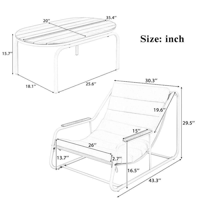 Ensemble de chaises longues 3 pièces, réglable avec roulettes et tables pour piscine, terrasse