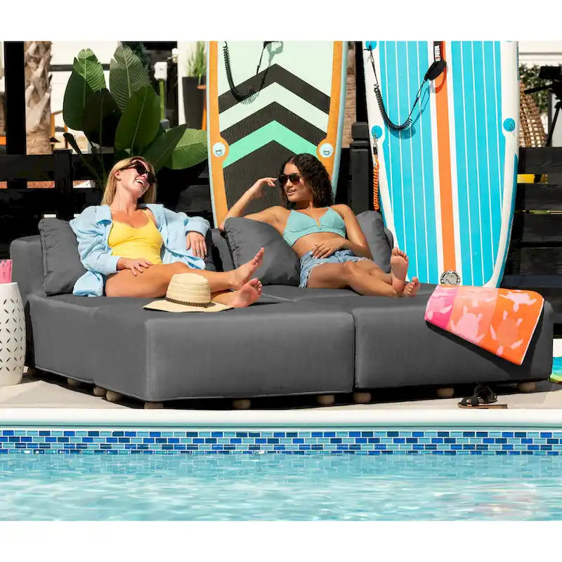 Jaxx Vada Lettino Prendisole da Esterno Divanetto di Lusso Modulare Chaise Doppia e Angolo Conversazione - 183 L x 202 P x 65 A cm