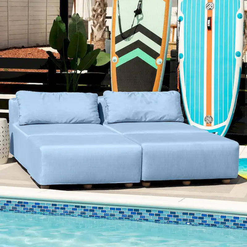 Jaxx Vada Lettino Prendisole da Esterno Divanetto di Lusso Modulare Chaise Doppia e Angolo Conversazione - 183 L x 202 P x 65 A cm