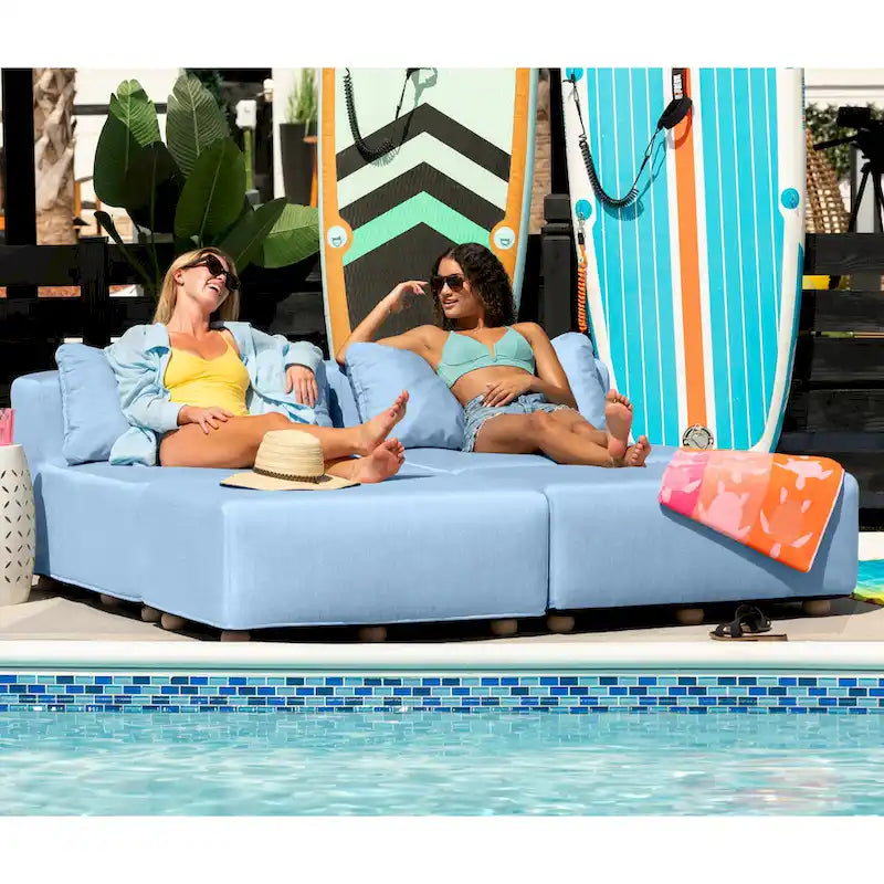 Jaxx Vada Lettino Prendisole da Esterno Divanetto di Lusso Modulare Chaise Doppia e Angolo Conversazione - 183 L x 202 P x 65 A cm