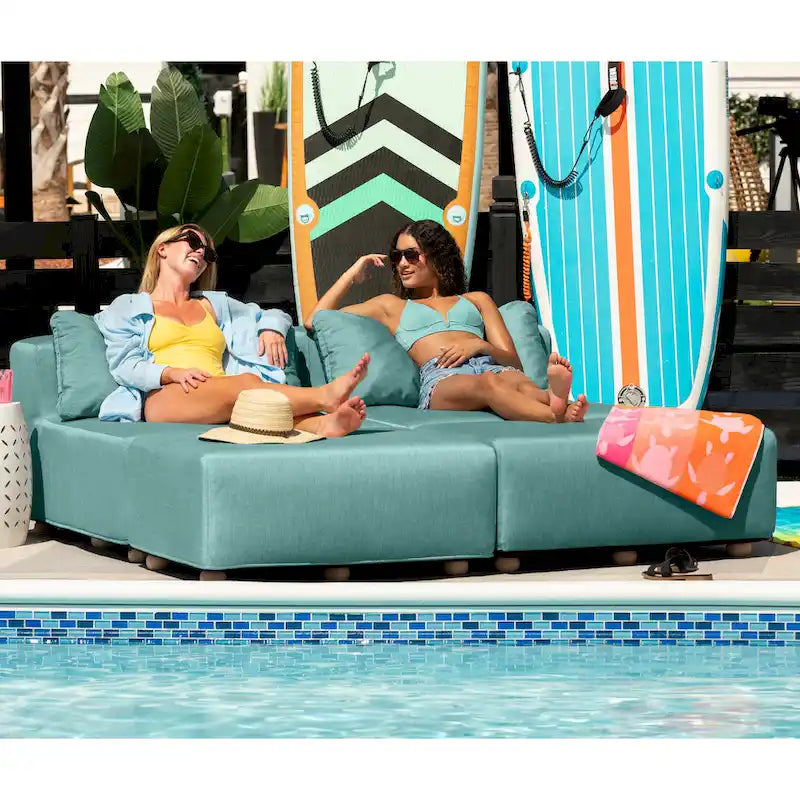 Jaxx Vada Lettino Prendisole da Esterno Divanetto di Lusso Modulare Chaise Doppia e Angolo Conversazione - 183 L x 202 P x 65 A cm