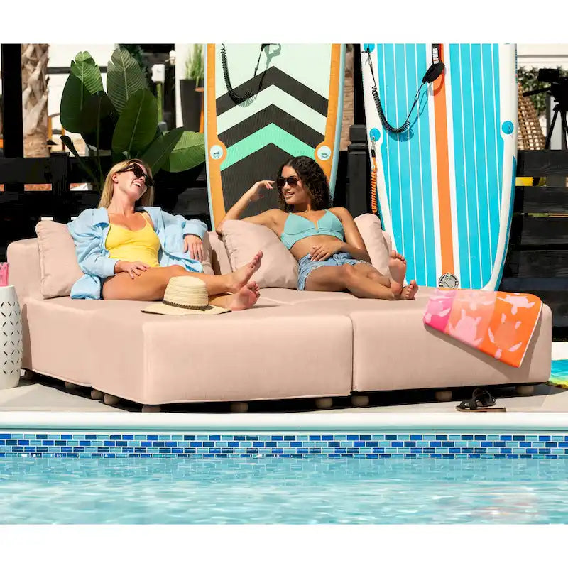 Jaxx Vada Lettino Prendisole da Esterno Divanetto di Lusso Modulare Chaise Doppia e Angolo Conversazione - 183 L x 202 P x 65 A cm
