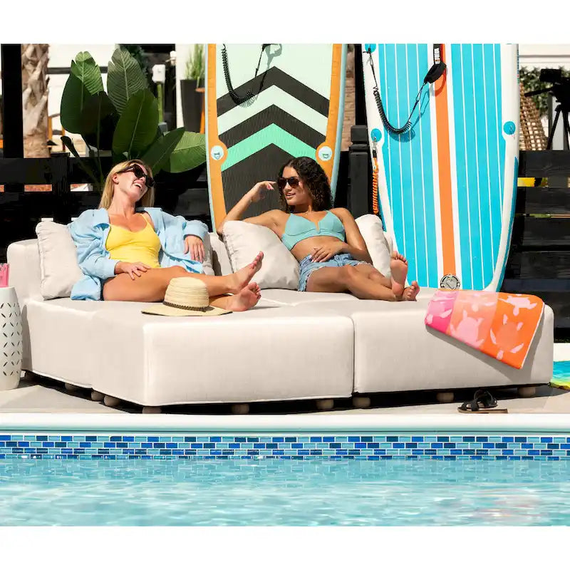 Jaxx Vada Lettino Prendisole da Esterno Divanetto di Lusso Modulare Chaise Doppia e Angolo Conversazione - 183 L x 202 P x 65 A cm