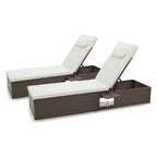 Gymax Chaise Lounge Set of 2 w/ 6-level Backrest Comfy Seat Cushion &