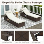 Ensemble de 2 chaises longues Gymax avec dossier à 6 niveaux et coussin d'assise confortable et