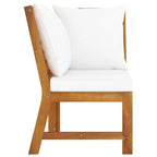 Set divano modulare da esterno 3 pezzi Roma con tavolino, in legno massello di acacia, bianco